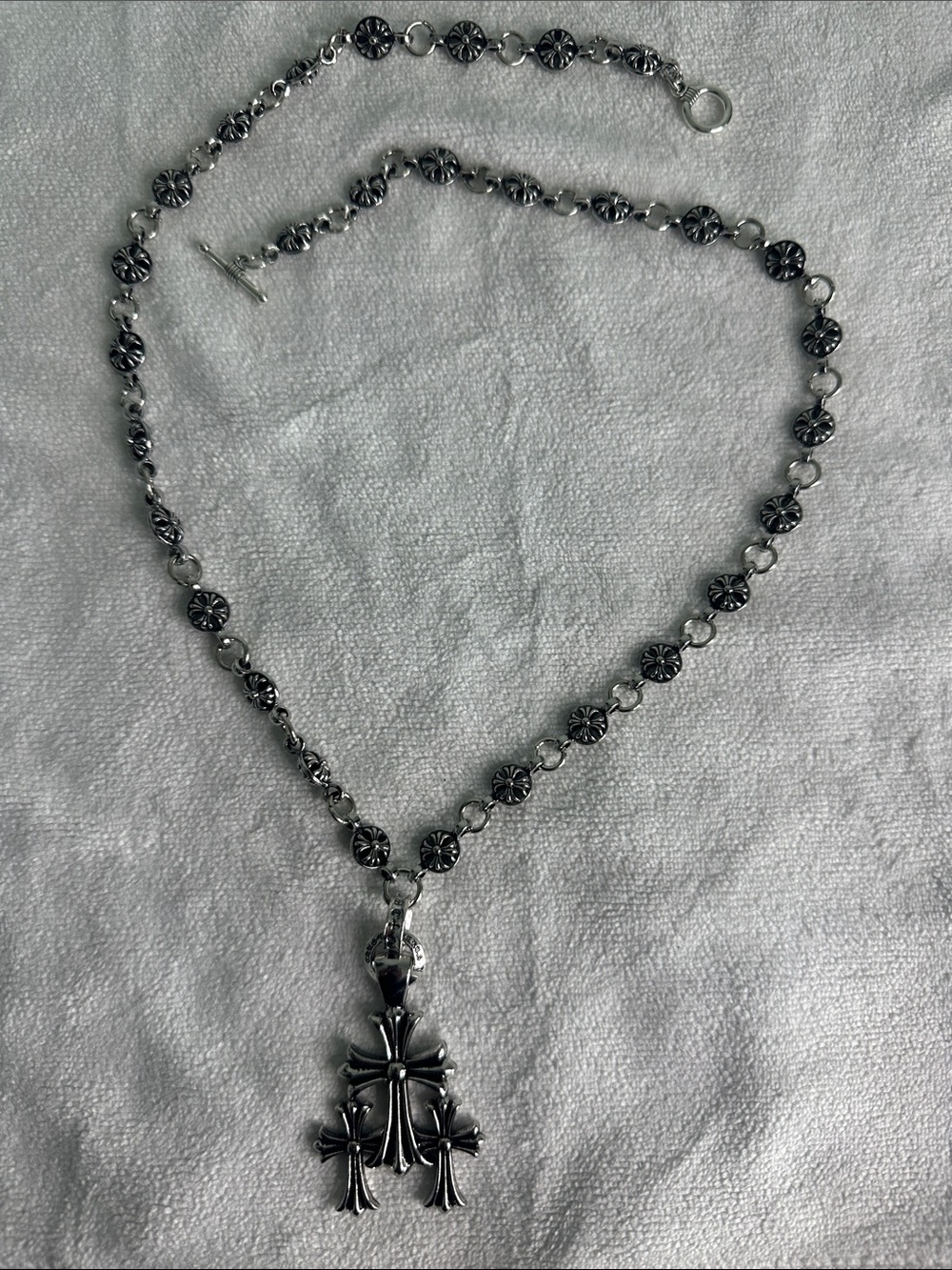 Silver Triple Cross Pendant Necklace